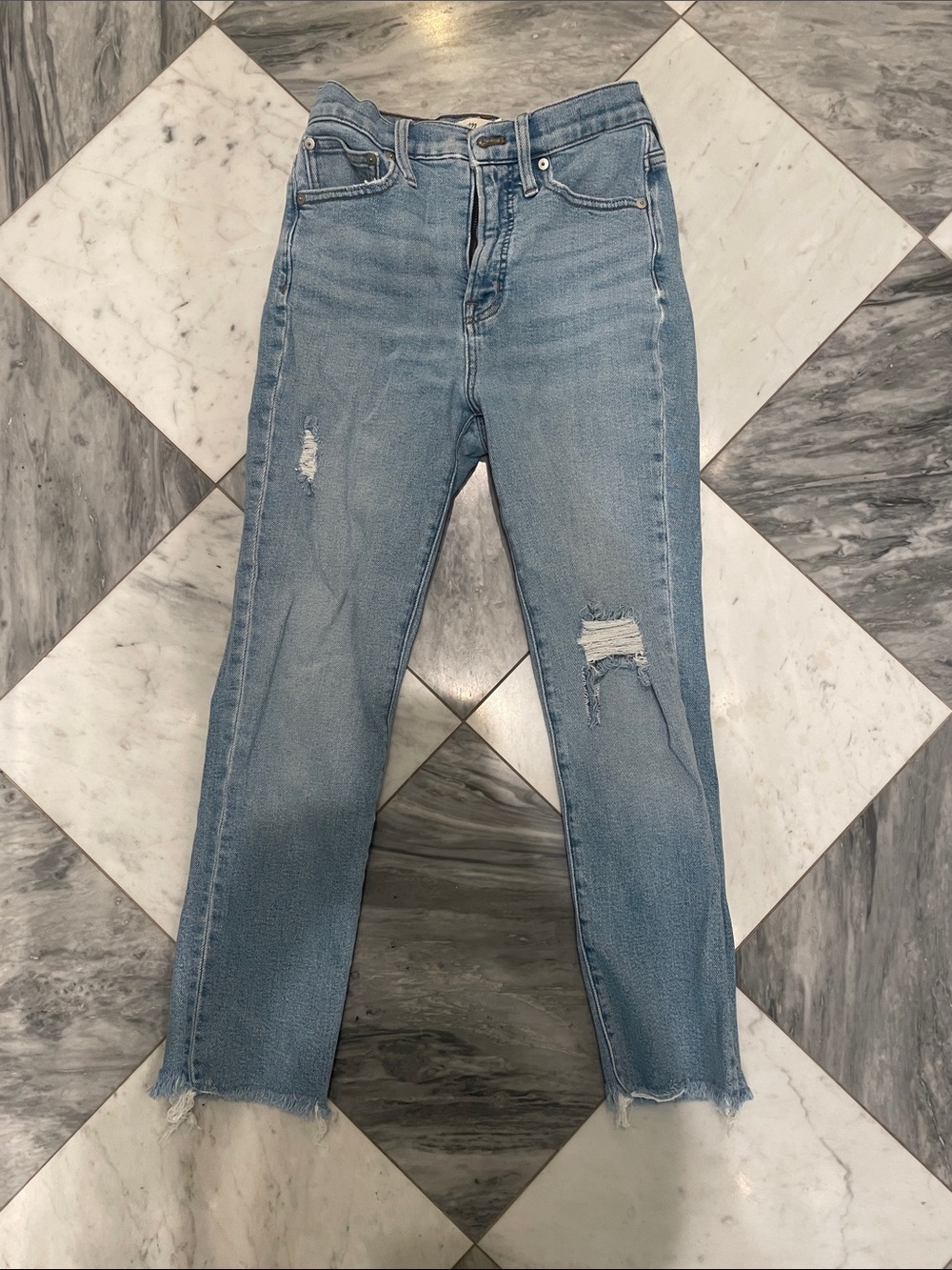 Madewell Light Blue Distressed Straight-Leg Jeans perfect vintage 24P
